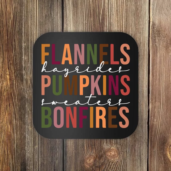 Flannels Pumpkins Hayrides Smores And Bonfires Coaster