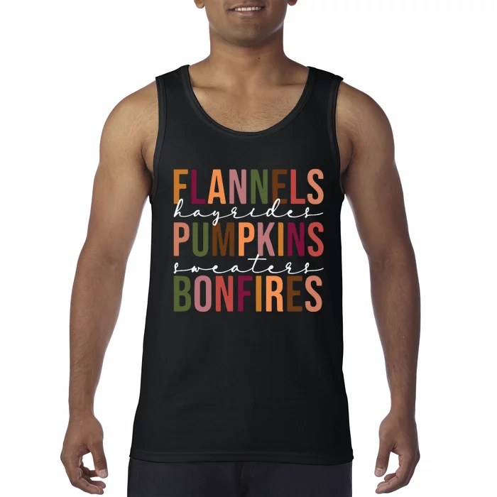 Flannels Pumpkins Hayrides Smores And Bonfires Tank Top