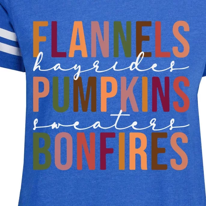 Flannels Pumpkins Hayrides Smores And Bonfires Enza Ladies Jersey Football T-Shirt