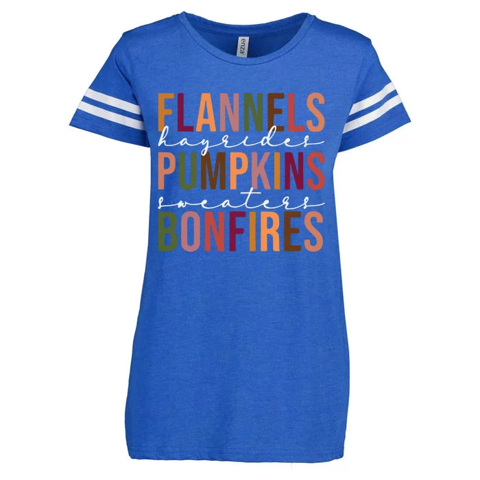 Flannels Pumpkins Hayrides Smores And Bonfires Enza Ladies Jersey Football T-Shirt