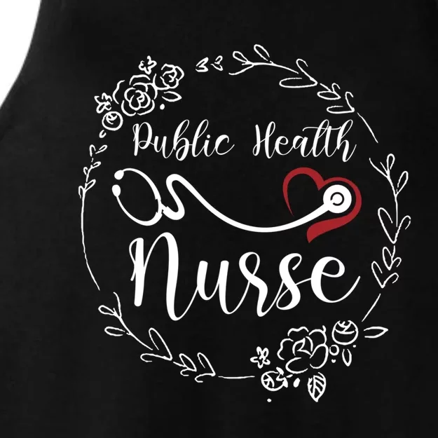 Floral Public Health Nurse Heart Stethoscope Gift Ladies Tri-Blend Wicking Tank