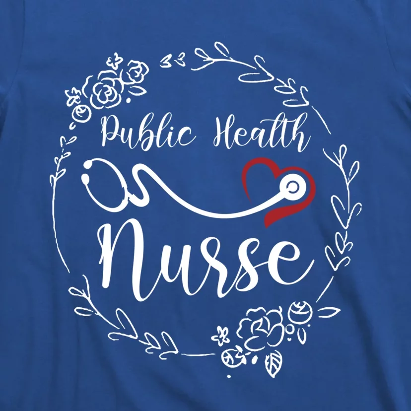 Floral Public Health Nurse Heart Stethoscope Gift T-Shirt