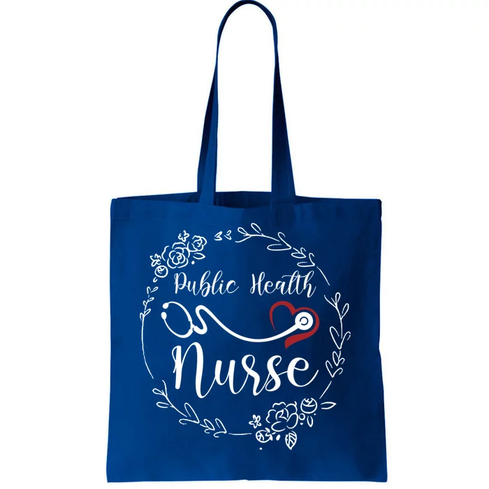 Floral Public Health Nurse Heart Stethoscope Gift Tote Bag