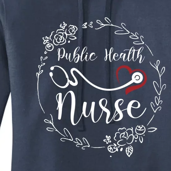 Floral Public Health Nurse Heart Stethoscope Gift Women's Pullover Hoodie