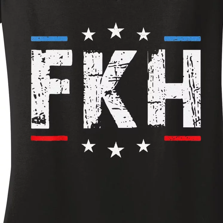 Fkh Political Humor F Kamala Harris Conservative Republican Women's V-Neck T-Shirt