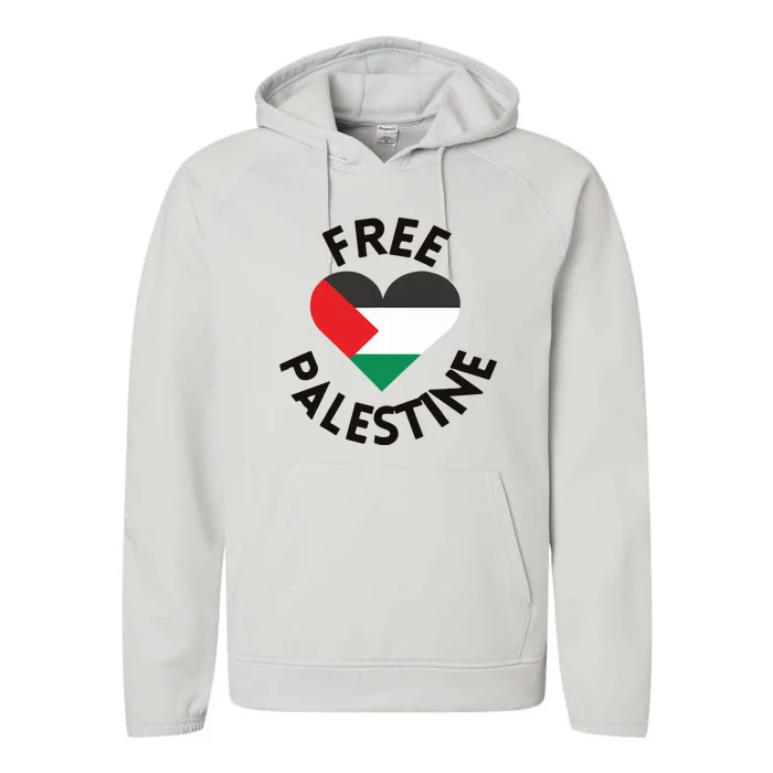 Free Palestine Heart Support Palestine Performance Fleece Hoodie