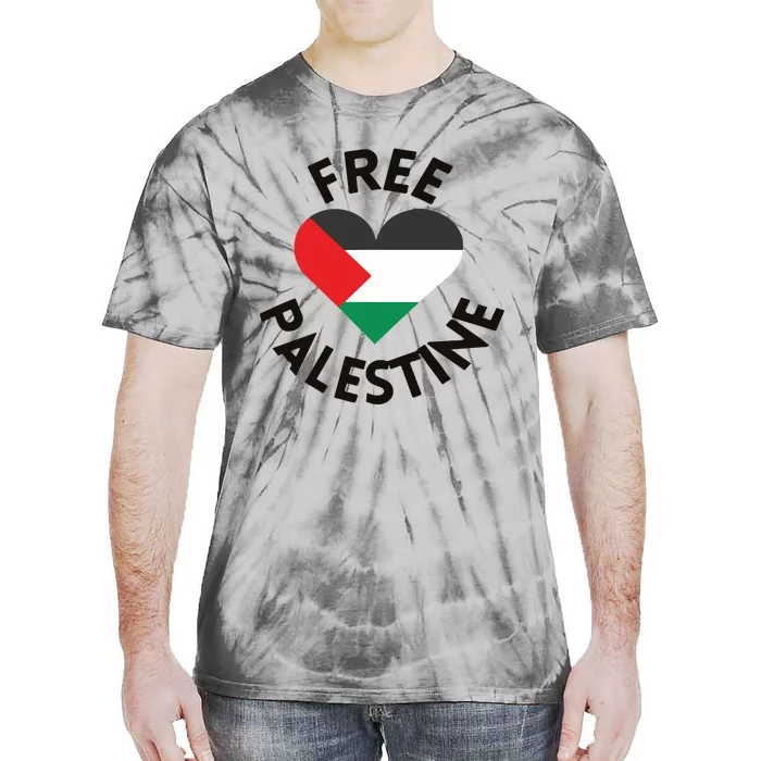 Free Palestine Heart Support Palestine Tie-Dye T-Shirt