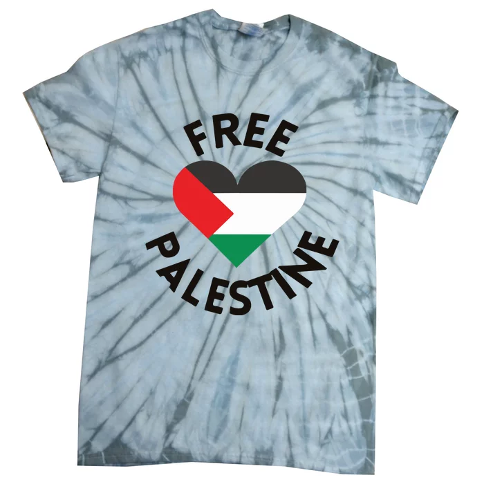 Free Palestine Heart Support Palestine Tie-Dye T-Shirt