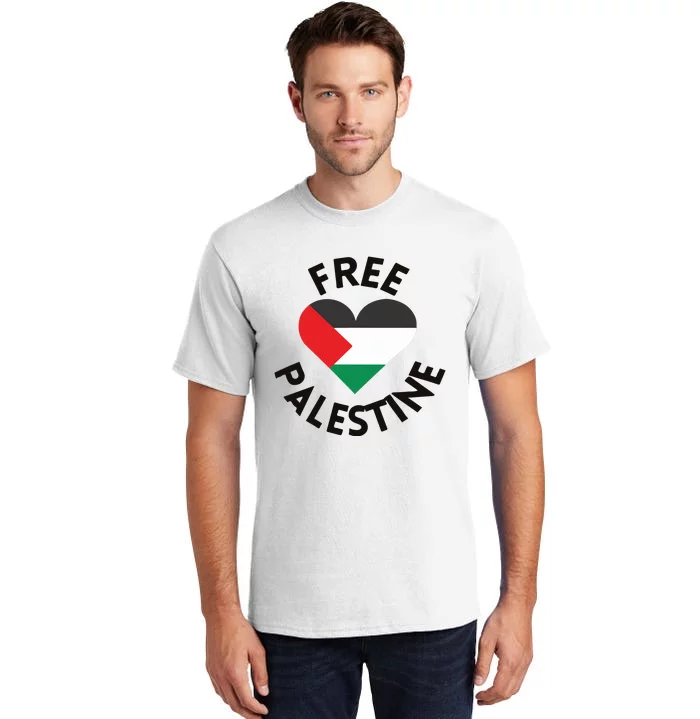 Free Palestine Heart Support Palestine Tall T-Shirt