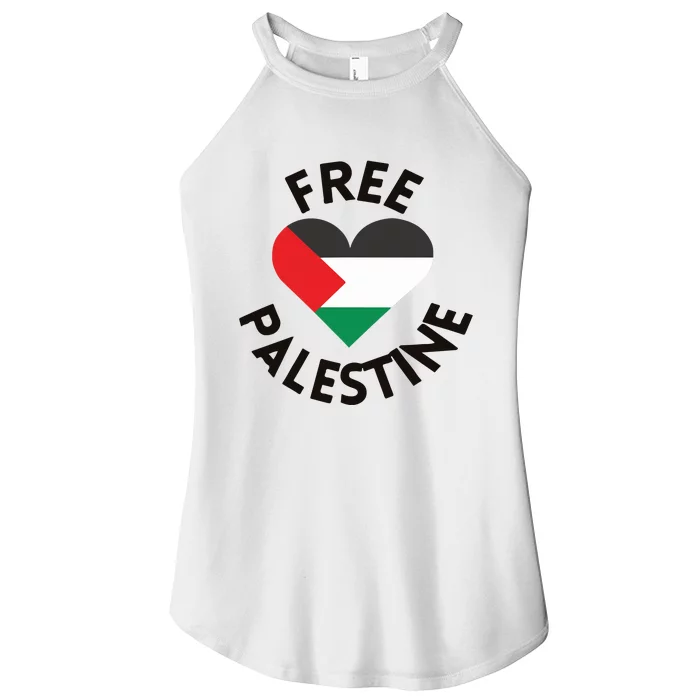 Free Palestine Heart Support Palestine Women’s Perfect Tri Rocker Tank