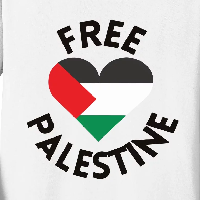 Free Palestine Heart Support Palestine Kids Long Sleeve Shirt