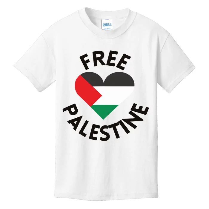 Free Palestine Heart Support Palestine Kids T-Shirt