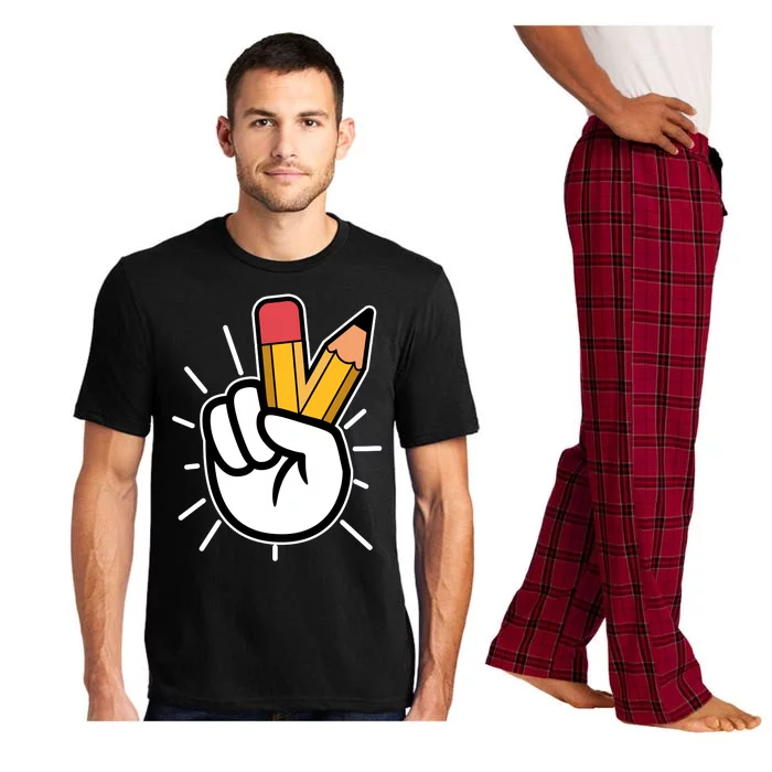 Funny Peace Hand With Pencil Fingers Pajama Set