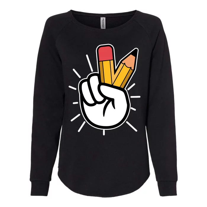 Funny Peace Hand With Pencil Fingers Womens California Wash Sweatshirt