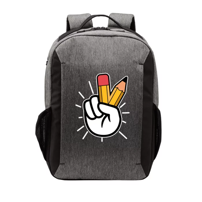 Funny Peace Hand With Pencil Fingers Vector Backpack