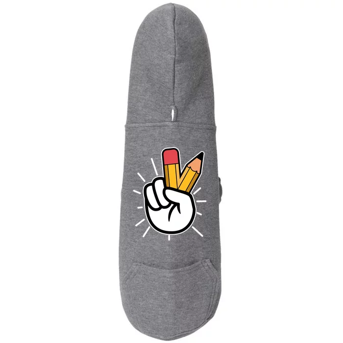 Funny Peace Hand With Pencil Fingers Doggie 3-End Fleece Hoodie