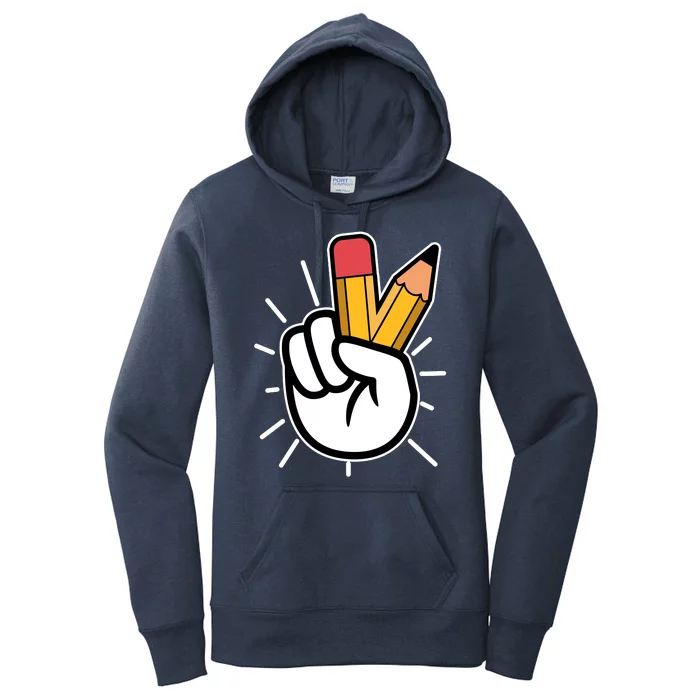 Funny Peace Hand With Pencil Fingers Women's Pullover Hoodie