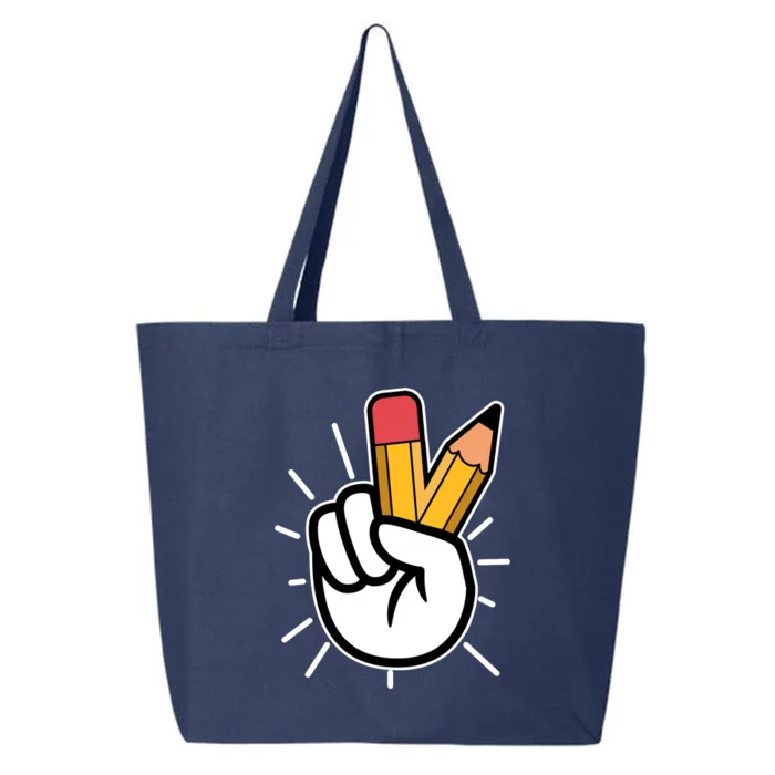 Funny Peace Hand With Pencil Fingers 25L Jumbo Tote