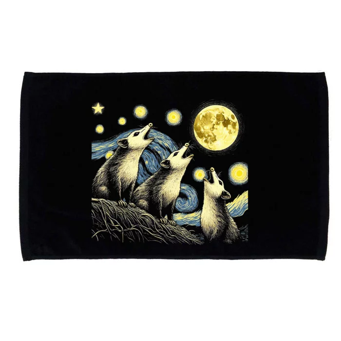 Funny Possums Howling at Full Moon Starry Night Opossum Microfiber Hand Towel