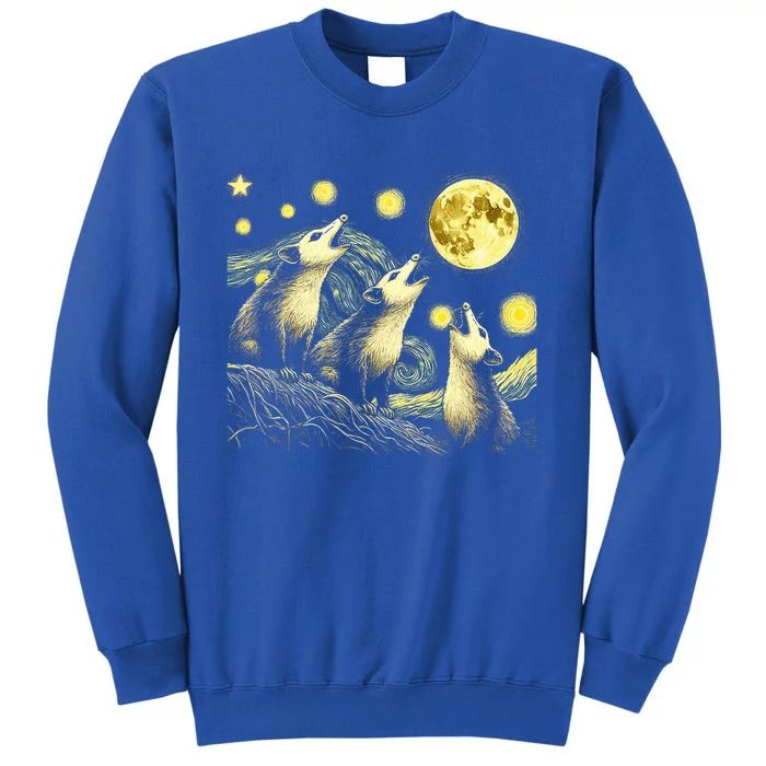 Funny Possums Howling at Full Moon Starry Night Opossum Tall Sweatshirt