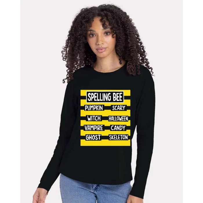 Funny Pun Halloween Costume For Teachers Spelling Bee Womens Cotton Relaxed Long Sleeve T-Shirt