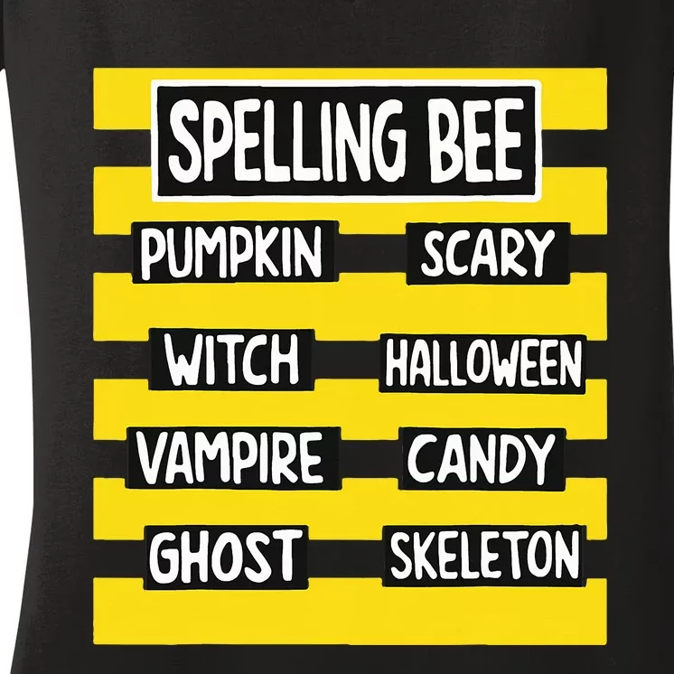 Funny Pun Halloween Costume For Teachers Spelling Bee Women's V-Neck T-Shirt