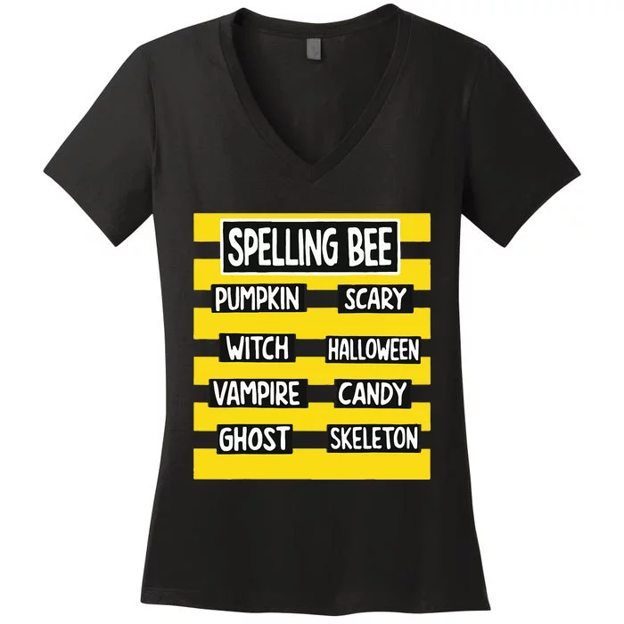 Funny Pun Halloween Costume For Teachers Spelling Bee Women's V-Neck T-Shirt