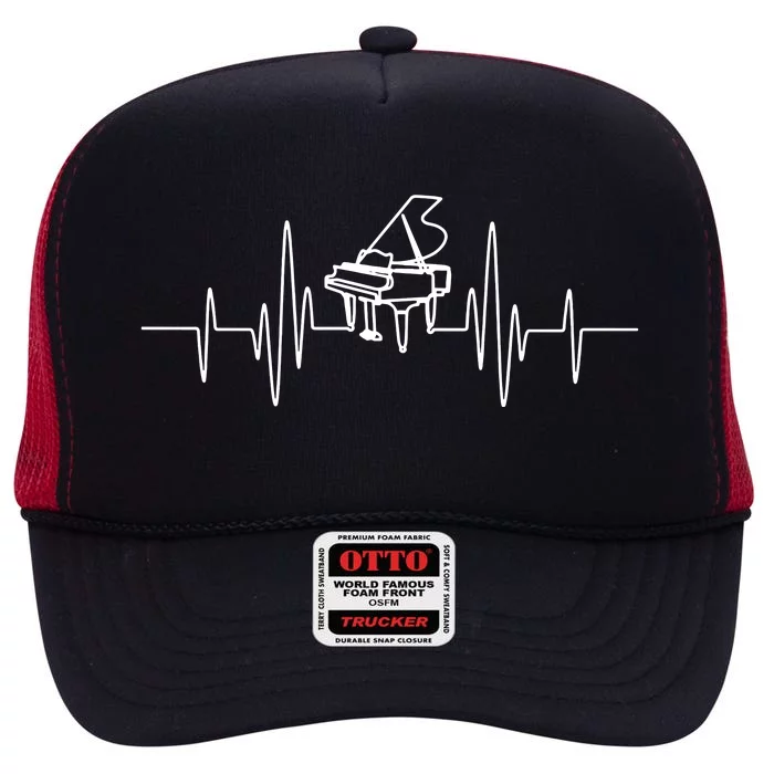 Funny Piano Heartbeat Keyboard For Piano Player Men Women High Crown Mesh Trucker Hat