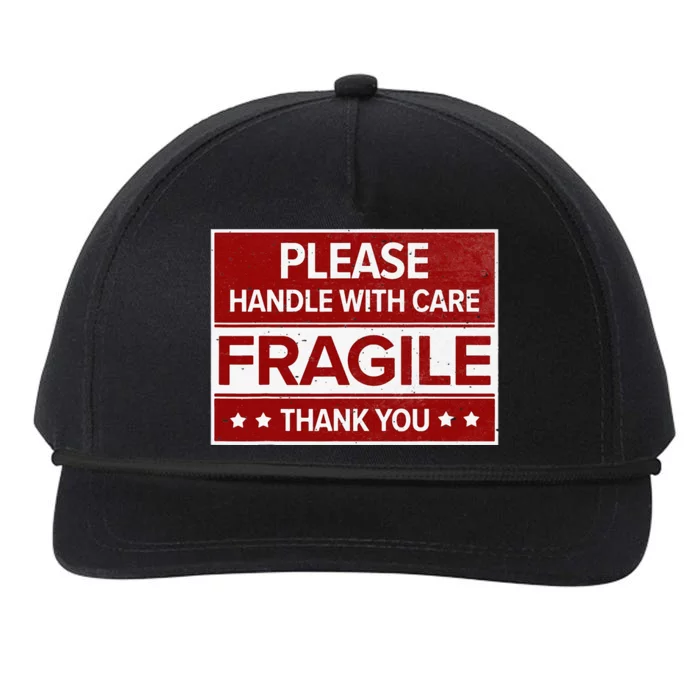 Fragile Please Handle With Care Sensitive Personality Snapback Five-Panel Rope Hat