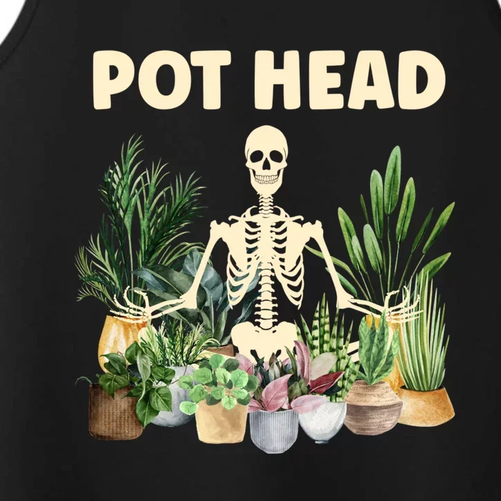 Funny Pot Head Skeleton Succulent Plant Lover Gardening Great Gift Performance Tank