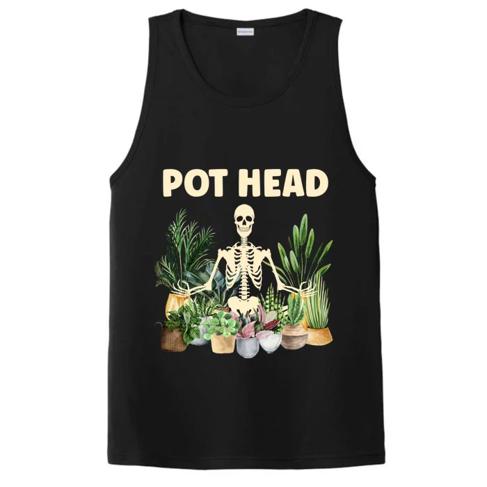 Funny Pot Head Skeleton Succulent Plant Lover Gardening Great Gift Performance Tank