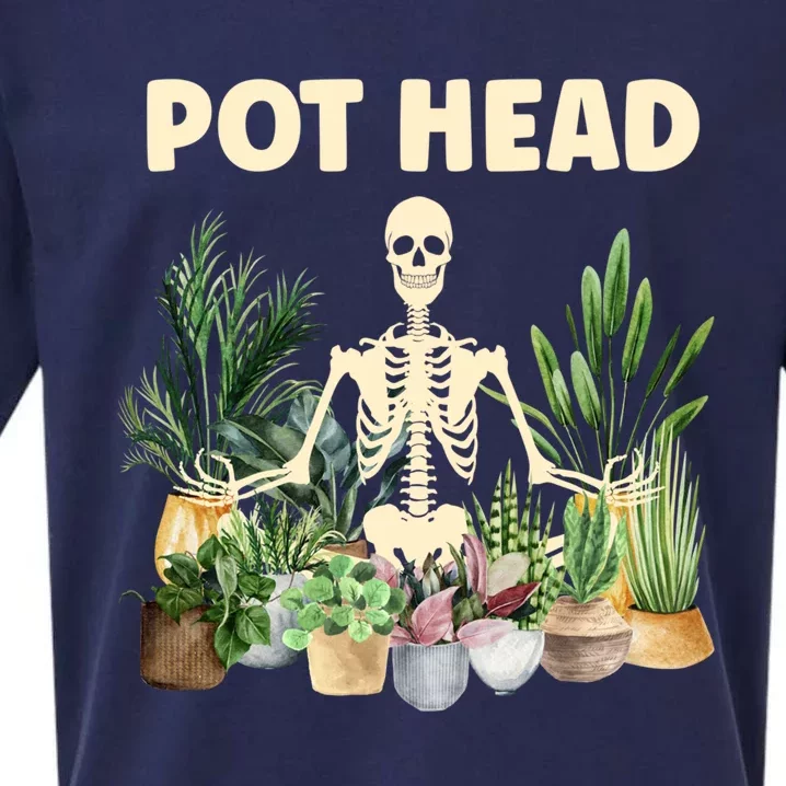 Funny Pot Head Skeleton Succulent Plant Lover Gardening Great Gift Sueded Cloud Jersey T-Shirt