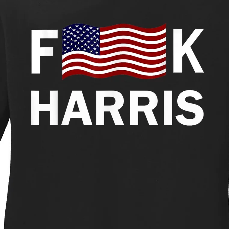 Fkh Political Humor F Kamala Harris Conservative Republican Ladies Long Sleeve Shirt