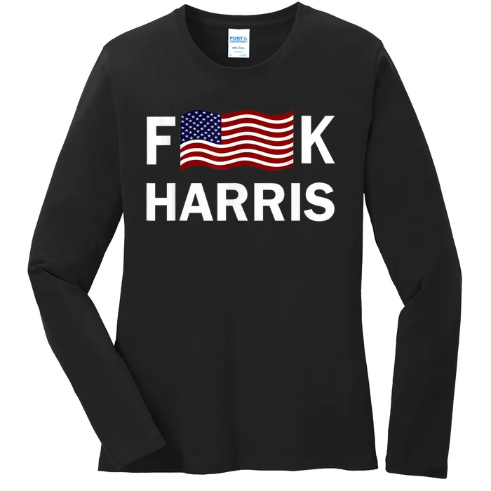 Fkh Political Humor F Kamala Harris Conservative Republican Ladies Long Sleeve Shirt