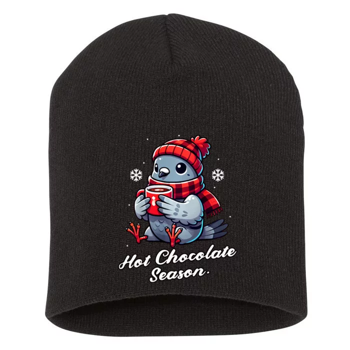 Funny Pigeon Hot Choco Scarf Merry Christmas Mom Dad Short Acrylic Beanie