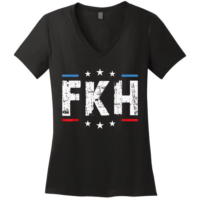 Fkh Political Humor F Kamala Harris Conservative Republican Women's V-Neck T-Shirt