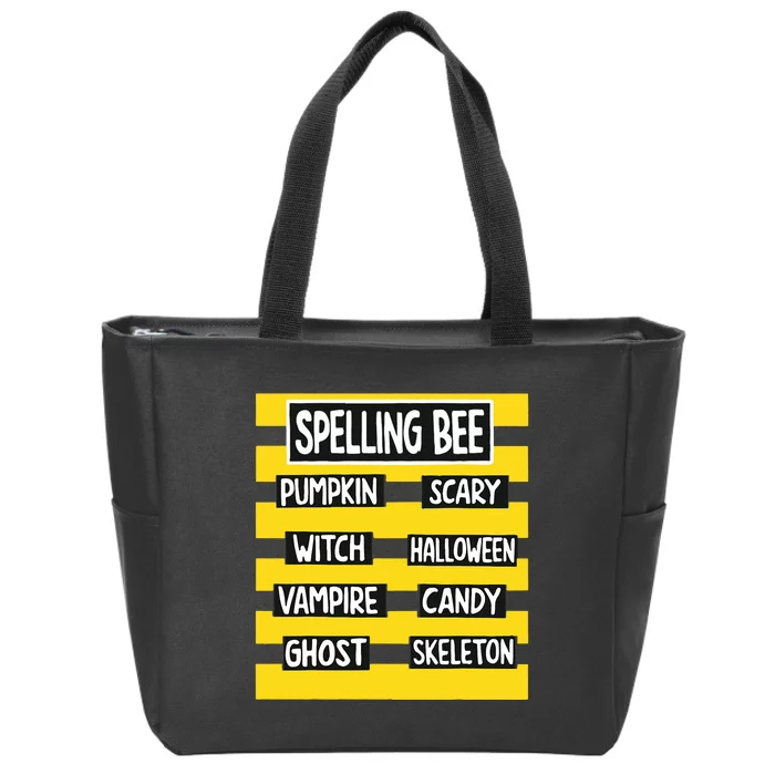 Funny Pun Halloween Costume For Teachers Spelling Bee Zip Tote Bag