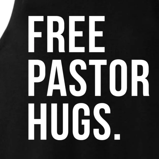 Free Pastor Hugs Funny Bible Church Humor Christian Greeter Ladies Tri-Blend Wicking Tank