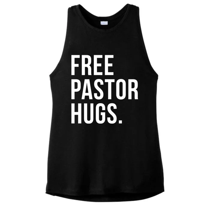 Free Pastor Hugs Funny Bible Church Humor Christian Greeter Ladies Tri-Blend Wicking Tank