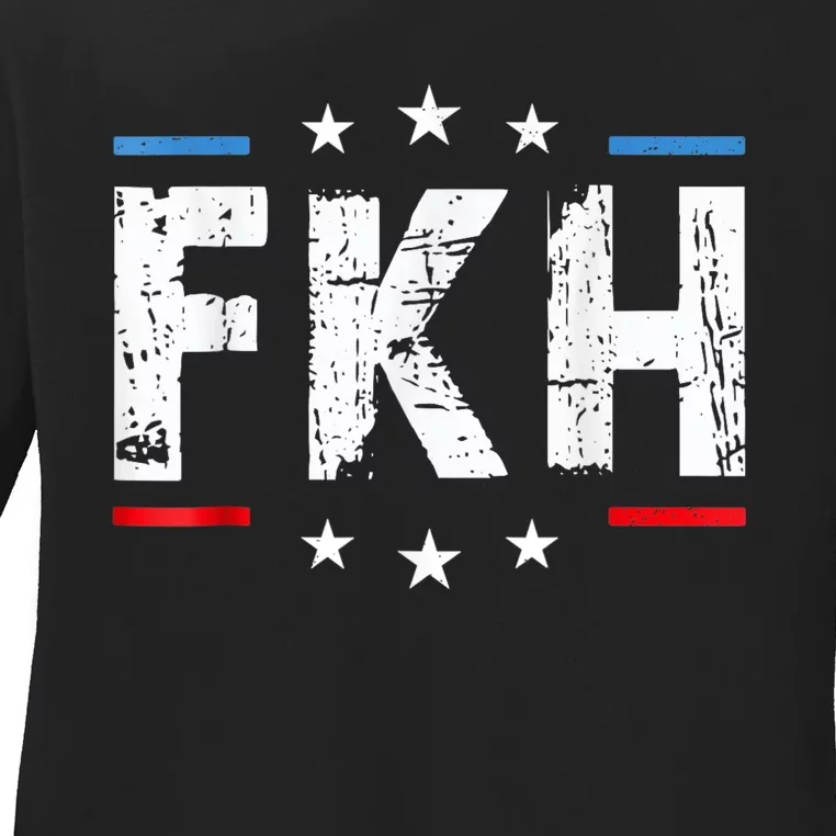 Fkh Political Humor F Kamala Harris Conservative Republican Ladies Long Sleeve Shirt