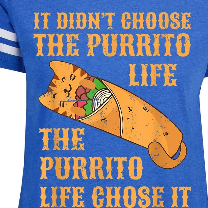 Funny Purrito He Purrito Life Chose It Kitty Pun Cat Enza Ladies Jersey Football T-Shirt