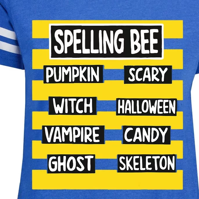 Funny Pun Halloween Costume For Teachers Spelling Bee Enza Ladies Jersey Football T-Shirt