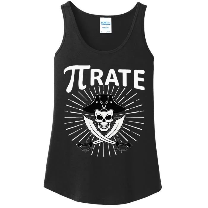 Funny Pi-Rate Happy Pi Day Math Pirate Pun Ladies Essential Tank