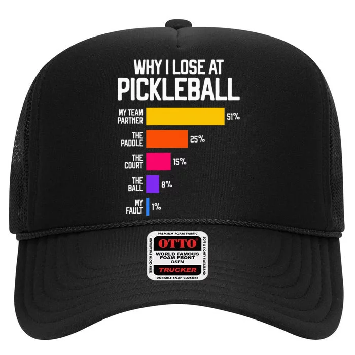 Funny Pickleball Humor Why I Lose High Crown Mesh Trucker Hat