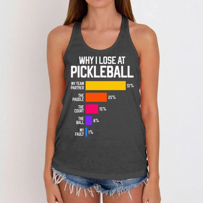 Funny Pickleball Humor Why I Lose Women's Knotted Racerback Tank