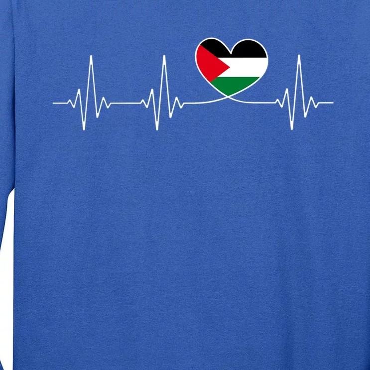 Free Palestine Heartbeat Flag Great Gift Tall Long Sleeve T-Shirt