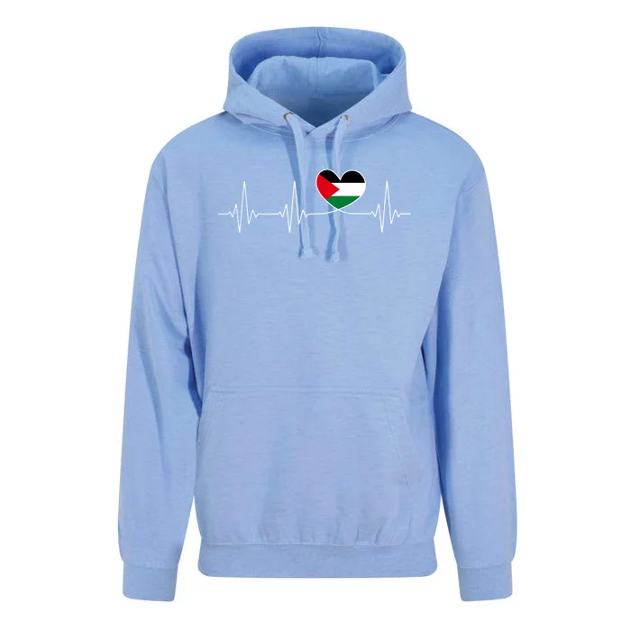 Free Palestine Heartbeat Flag Great Gift Unisex Surf Hoodie