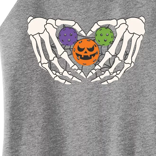 Funny Pickleball Halloween Skeleton Hands Love Heart Pumpkin Funny Gift Women’s Perfect Tri Rocker Tank