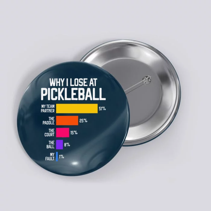 Funny Pickleball Humor Why I Lose Button