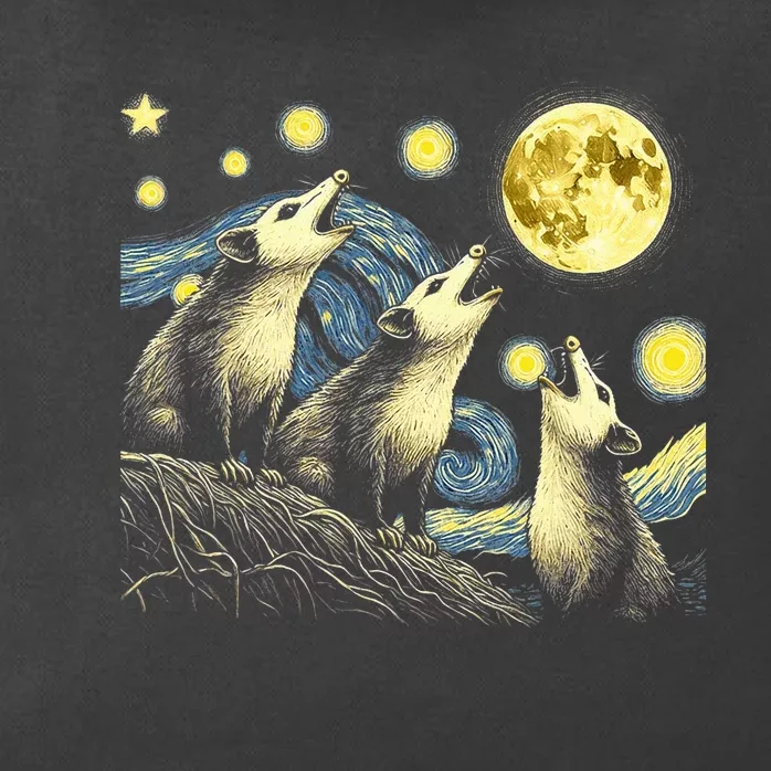 Funny Possums Howling at Full Moon Starry Night Opossum Zip Tote Bag